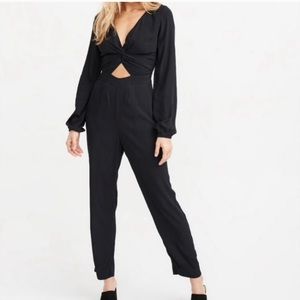 Abercrombie Twist Front Jumpsuit Long Sleeve Black